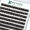 Lash Clusters 96pcs Individual Lashes D Curl 10mm Cluster Lashes KEYYOU Volume Wispy Lash Extension Soft&Comfortable Easy DIY at Home(Y10,D-10mm)