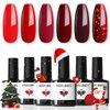 modelones Gel Nail Polish Set - 6 Red Colors Gel Polish Glitter Red Gel Polish Burgundy Red Sparkle Bloody Red Christmas Nail Polish Gel Manicure DIY Salon Nail Art Gifts