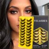 Uranian False Eyelashes Natural Look Faux Mink Lashes Russian Strip Lashes Extensions Wispy D Curl Long Eyelash Fluffy Volume Fake Eyelashes for Women Girls