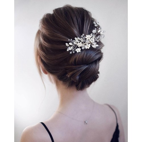 Bestshoot Hair Comb, Bridal Hair Accessories with Crystal Rhinestone, Alloy Wire, for Women, Girls, Bridal, Bridesmaid (Silver)