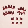 24Pcs Wine Red Press On Nails Short Oval,CEWEWP Thick Acrylic Nails Press Ons,Short Almond Nails Glue on,Natural Round Fake Nails,One Color Gel Stick On Nails Set For Tiny Average Wide Nail Beds