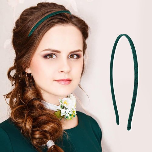 Lawie 18 Pack Colorful Plain Blank Cloth Satin Fabric Covered Slim Thin Hard Metal Headband Skinny Wire Hair band Elastic Hair Hoop Clasp Tiara Crown Headpiece Craft DIY Accessories for Women Girls