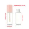 COSIDEA 50pcs 3ml mini lip gloss tubes Bulk Sample size Round Pink lipgloss cotainer pack bottles