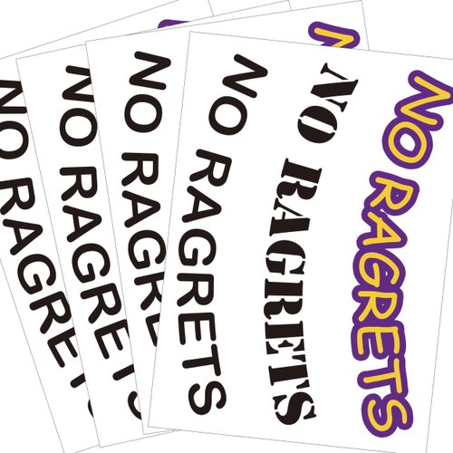 No Ragret Tattoos, 4-Sheet English Word No Ragrets Temporary Tattoos for Boys Girls Lovers