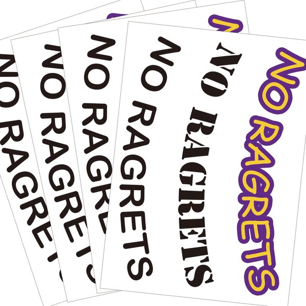 No Ragret Tattoos, 4-Sheet English Word No Ragrets Temporary Tattoos for Boys Girls Lovers