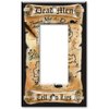 Art Plates - Single Gang Rocker OVERSIZE Switch Plate - OVER SIZE Decorative Metal Wall Plate - Treasure Map - (Made in USA)