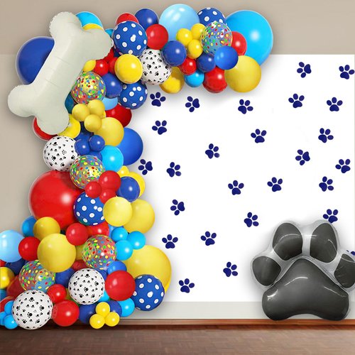 106pcs Birthday Balloons Garland Arch Kit 18/12/10/5 with Print Balloons for Party Birthday Decorations, Dog Party Supplies for Boys