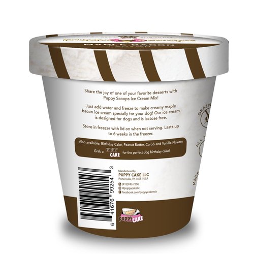 Puppy Scoops Ice Cream Mix for Dogs: Maple Bacon - Add water and freeze at home!, 4.65 oz Made in USA