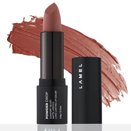 Lamel Powder Drop Lipstick – Long Lasting Matte Lipstick With Creamy & Hydrating Formula, Buildable Finish – Brown Lipstick – 405 Banger Pink