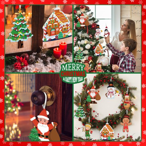 LINAYE Christmas Ornament Crafts for Kids Toddlers, 24 Set Make Your Own Ornament Craft Kit Christmas Ornament Kit for Kids Christmas Goodie Bag Stuffers Game Activities for Kids Christmas Party Favor