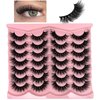 loladook Cat Eye Lashes Mink Fluffy Strip Lashes Pack C Curl Natural Flase Lashes Wispy 3D Long Fake Eyelashes Strips Faux Mink Lashes Bulk