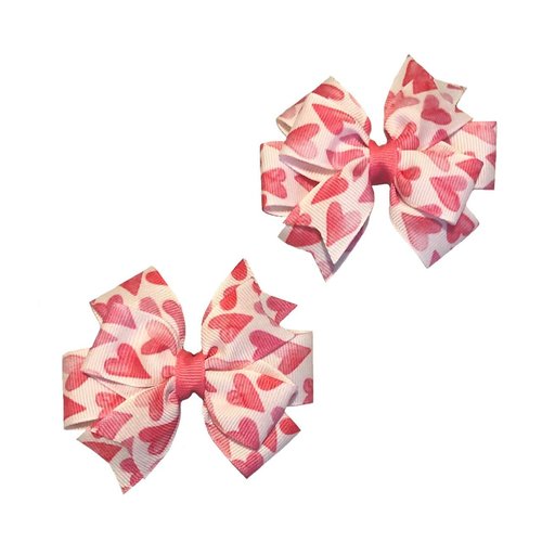 Watercolor Hearts Toddler Hair Bow Set