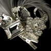 Rhinestone Floral Galore Feather Accent Wedding Bridal Hair Comb Clip Brooch - Ivory
