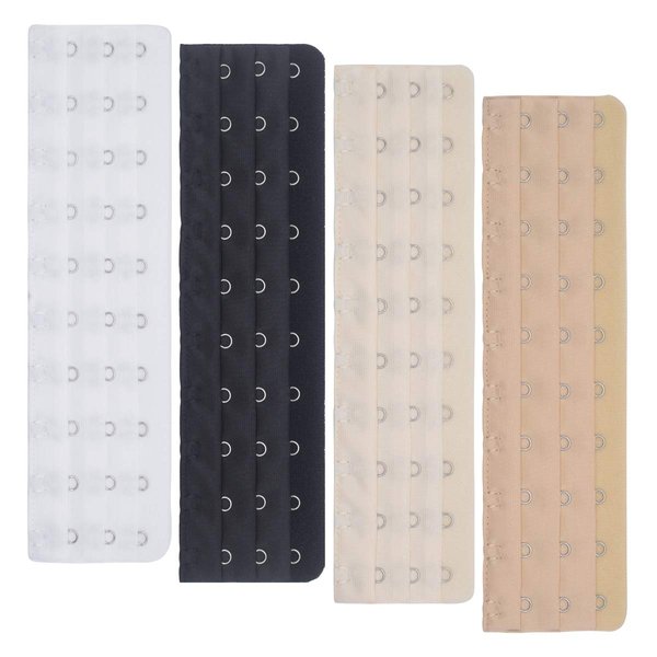 DoHope Longline Bra Back Corset Extenders for Bustiers Shapewear Waist Cincher (10 Hooks (4pcs Black, White, Light Beige&Dark Beige))