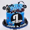 Video Game Cake Toppers Gamer Cake Decoration Game Controller Blue Black Ball Cake Toppers for Game Theme Party Man Boy Birthday Party Supplies (Style 1)