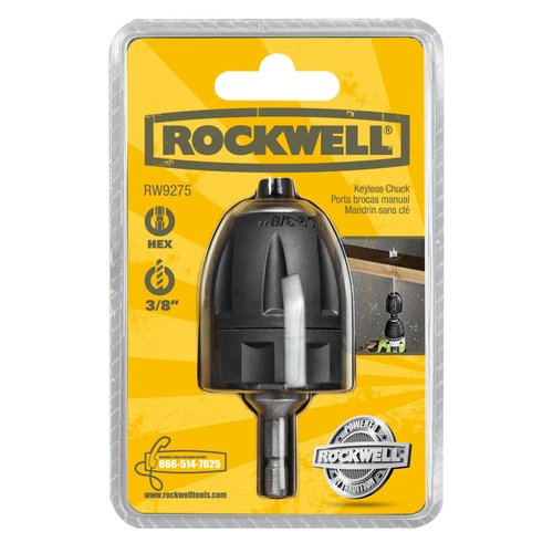 Rockwell RW9275 3/8-inch keyless drill chuck for ¼” Hex Drives
