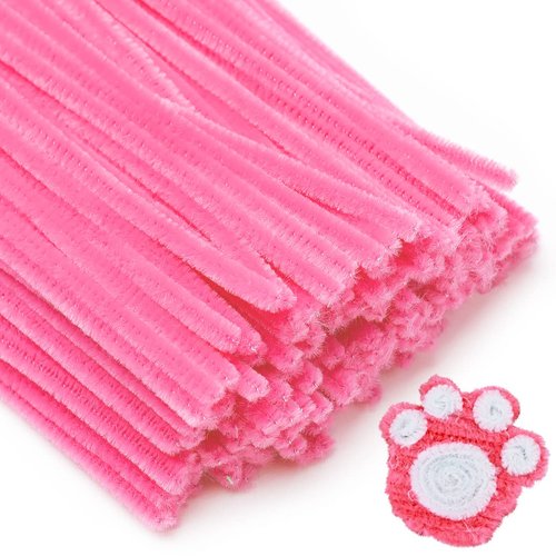 Eppingwin 200pcs Pipe Cleaners, Pink Pipe Cleaners Craft Supplies,Chenille Stems for DIY Arts Crafts Project (Pink)