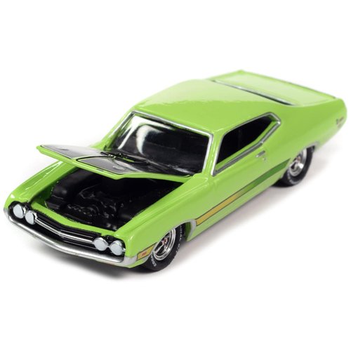 1971 Torino Cobra Grabber Lime Green with Stripes MCACN Limited Edition to 4140 Pieces Worldwide Muscle Cars USA Series 1/64 Diecast Model Car by Johnny Lightning JLMC031-JLSP287B