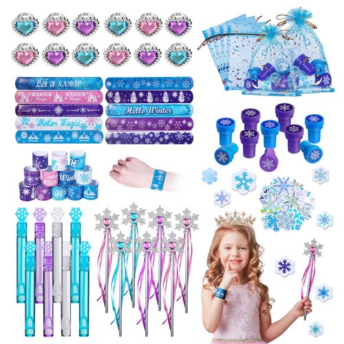 Vanblue 122Pcs Frozen Party Favors,Princess Frozen Birthday Party decorations Winter Snowflake Party Supplies for Girl Kids Goodie Bag Stuffers Pinata Filler Classroom Rewards