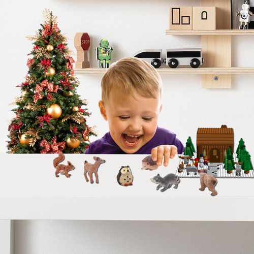 Gemini&Genius Woodland Animal Toys, 6Pcs Forest Animal Toy Figures with Bear, Hedgehog, Deer, Raccoon, Squirrel and Owl, North American Wildlife Great Cake Toppers for Baby Shower and Gifts for Kids