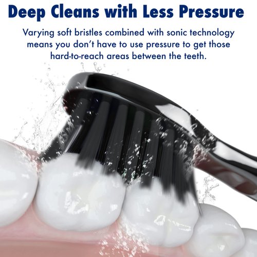 Sonic-FX Replacement Electric Toothbrush Heads Compatible with Fairywill, Sonic-FX and SnapWhite for Adults and Kids | Soft Charcoal/Nylon Bristles Sonic Replacement Toothbrush Heads (Black,Pack of 8)