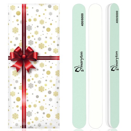 Maryton Professional Nail Shine Buffer for Natural Nails - Christmas Gifts for Women, 3 Pcs Ultra Shine Nail Shiner Polisher Buffing Block Files Stocking Stuffers, Nail Care Gifts for Women
