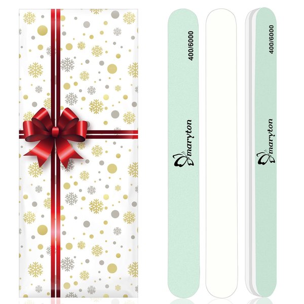 Maryton Professional Nail Shine Buffer for Natural Nails - Christmas Gifts for Women, 3 Pcs Ultra Shine Nail Shiner Polisher Buffing Block Files Stocking Stuffers, Nail Care Gifts for Women