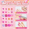 144 Pieces 6 Pack Kids Press on Nails Artificial Fake Nails for Kids Girls Pre Glue Full Cover Short Acrylic False Nail Tips Art Kits Gifts for Kids Girls Nail Art Decoration(Lovely Pattern)