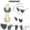 HHENGDAS Satin Bridesmaid Scrunchies Set of 8 Bachelorette Heart Sunglasses Hair Ties Bridal Shower Gift for Wedding Bachelorette Party Favors Bridesmaid Proposal Gifts (Off-white/White&Sage Green)