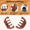 PEUTIER 2pcs Natural Wooden Wide Tooth Combs, Anti-Static Sandalwood Head Massagers for Hair Growth, Gua Sha Scalp Stimulators for Women (Style B)