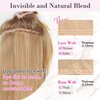 REECHO Clip in Hair Extensions, 4PCS Blonde Hair Extensions 24" Thick Long Beach Waves hair extensions HE003 Invisible Lace Weft Natural Soft Hairpieces for Women – Ash Blonde with Highlights