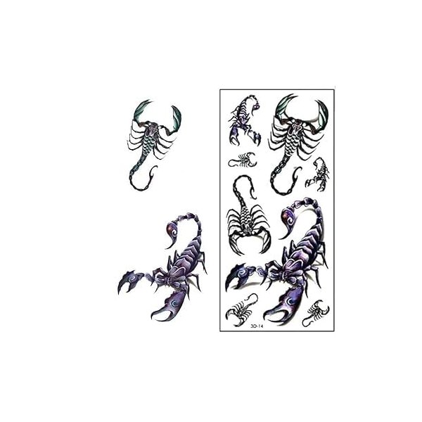 Scorpions Temporary Tattoo Sticker Waterproof Fake Stick on body Tattoos Removable Waterproof Body Art Tattoo Stickers for Men Women Teens Girls Boys(ZS551)
