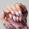 GLAMERMAID Press on Nails Almond,Purple Ombre Medium False Nails with Design,Spring 24 Pcs Glue on Nails for Women,UV Glossy Reusable Acrylic Stick on Nails Tips for Girls Gift
