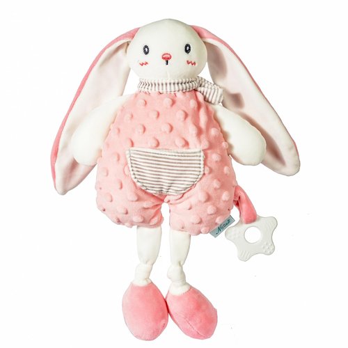 Adorable Baby Cozy Plush Doll, Toys, Soft Toys, Teether, Soft Fabric Textures, Crinkle Sounds to Explore, Suitable for Babies, Pink Rabbit Cuddly Gifts for Newborn Boys and Girls/Kids