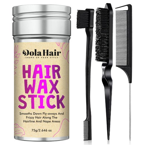 Dolahair Hair Wax Stick - Flyaway Control and Styling Pomade for Kids, Women, and Men - Hair Bun Maker and Accessorie Slick Back Hair Brush(2.7 Oz Pack of 4)