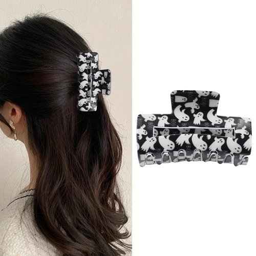 Halloween Hair Claw Clips Cute Ghosts Black Hair Clip for Women Girls Hair Styling Claw Clips for Thick Thin Strong Hold Non Slip Hair Accessories 1Pcs
