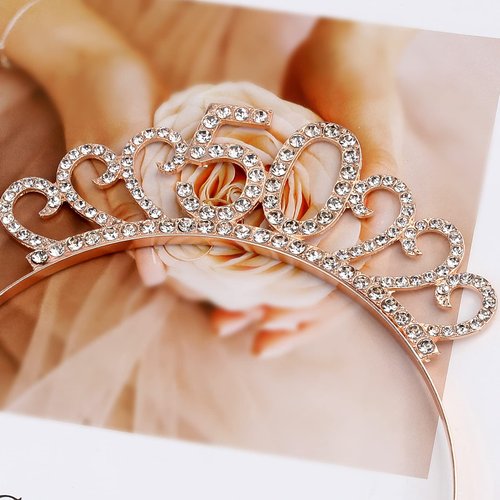 CIEHER 50th Birthday Decorations for Women 50th Birthday Headband 50 Birthday Tiara 50th Birthday Gifts Women
