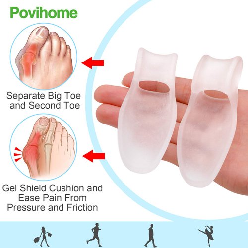 Povihome 8 Pack Bunion Cushion and Protector(1/2'' Thick), Bunion Pads, Bunion Corrector and Bunion Relief with Gel Shield, Treat Pain in Big Toe Joint, Realign Big Toe and Relieve Bunion Pain
