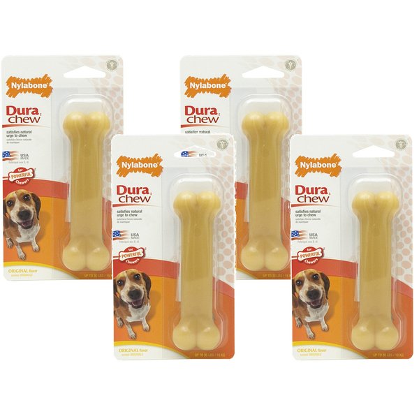 Nylabone Dura Chew Original Flavored Bone Dog Chew Toy- Wolf/Medium (4 Pack)