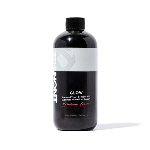 Tranont Glow Strawberry Banana Collagen Protein Drink | 15 fl oz | Hair, Skin, Nails, and Joints Support | Biotin and Hyaluronic Acid | Beauty and Skin Care | Collagen Peptides | Liquid Collagen