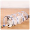 Andiker Folded Cat Tunnel Spring Toy, 10inch Spiral Cat Tunnels Toy with White Feather&Plush Mice&Bell 3 in 1 Folded Cat Tubes Interactive Cat Toys for Indoor Cats to Exercise, Relax (Purple, L)