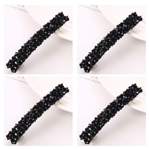 4Pcs Black Hair Clips Handmade Rhinestone Barrettes Metal Hair Holders Clips and Barrettes Hair C...