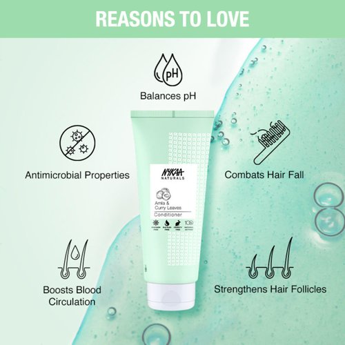 Nykaa Naturals Amla and Curry Leaves Conditioner - Anti Frizz, Smoothens, and Strengthens - Rich in Vitamin C, Antioxidants and Amino Acids - 6.08 oz