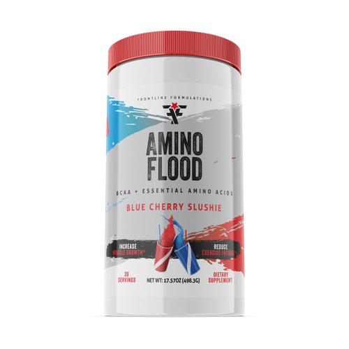 FRONTLINE FORMULATIONS Amino Flood, BCAAs + Essential Amino Acids, Building Blocks of Muscle, Comprehensive Formula, Great Taste, Veteran Owned and Operated (30 Servings, Blue Cherry Slushie)
