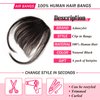 Adancyler Clip in Bangs - 100% Human Hair Wispy Bangs Clip in Hair Extensions, Brown Black Air Bangs Fringe with Temples Hairpieces for Women Curved Bangs for Daily Wear