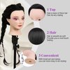 Neverland Beauty Mannequin Head with 50% Real Human Hair, 24 Inch Makeup Cosmetology Manikin Practice Head with Hair, Braiding Hairdressing Doll Head for Hair Styling with False Eyelashes #1B