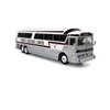 MCI MC-7 Challenger Intercity Coach Grey Goose Lines Winnipeg (Canada) White and Silver with Stripes Vintage Bus & Motorcoach Collection 1/87 (HO) Diecast Model by Iconic Replicas 87-0335
