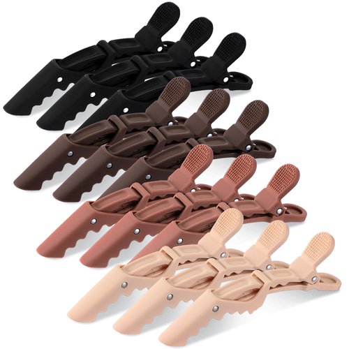 Havawish 12 Pcs Alligator Clips for Hair Styling Matte Alligator Hair Clips Crocodile Clips Hair Sectioning Clips for Women Hair Styling(Brown)