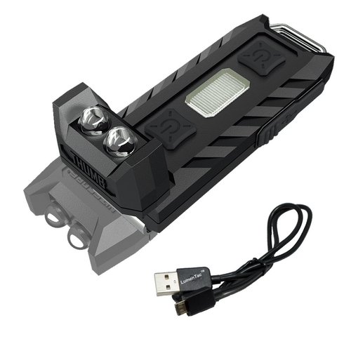 Nitecore Thumb 85 Lumens USB Rechargeable White & Red LED Keychain Light - Tiltable Work Light with Clip and a LumenTac USB Charging Cable
