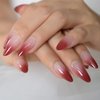 24PCS Fake Nails Ombre Dark Red Medium Long Reusable French False Nails Almond Stiletto Press On Nails Art Tips Manicure